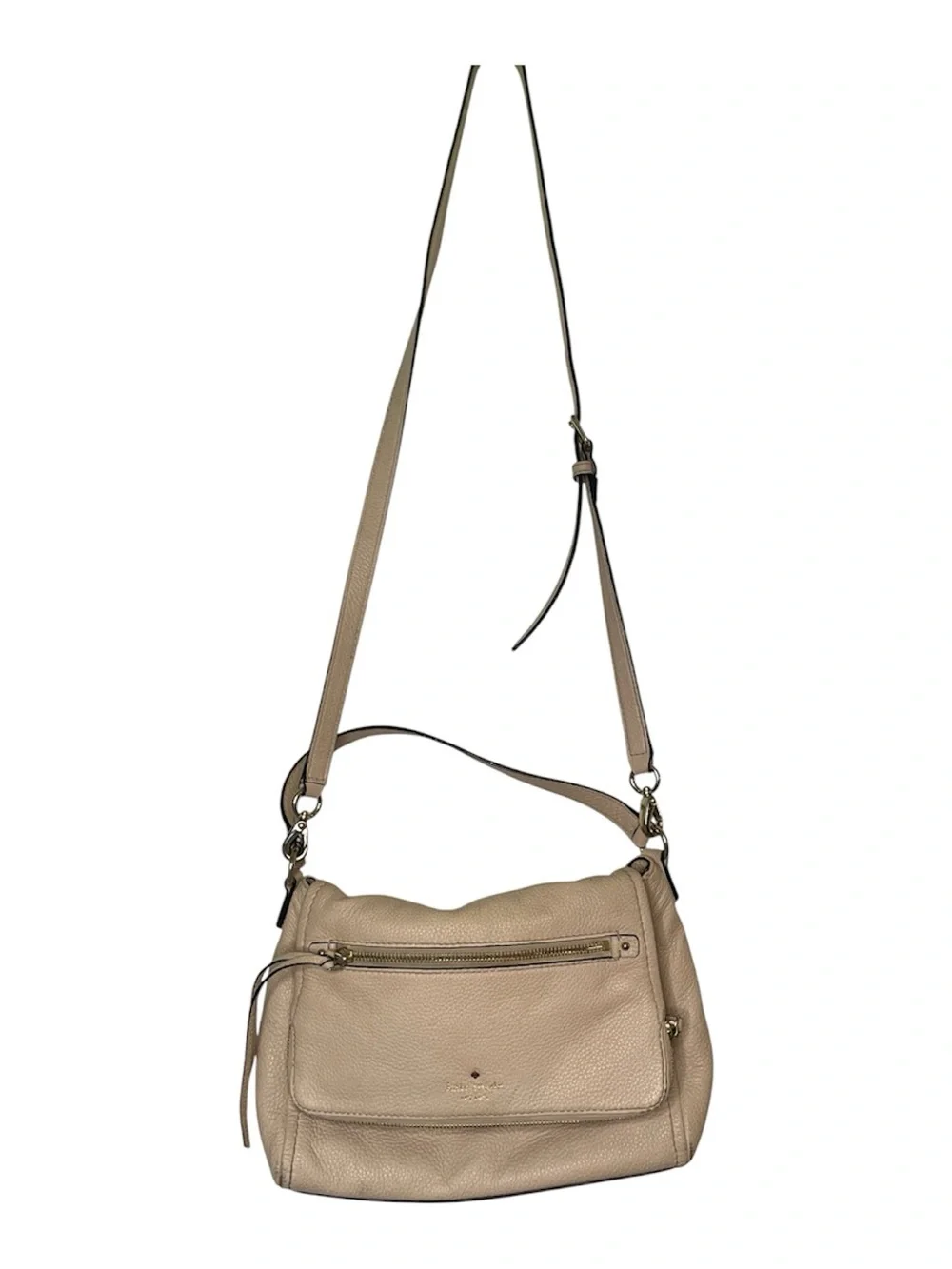 Kate Spade New York Pebbled Leather Shoulder Crossbody Bag Beige Taupe